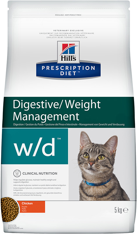 Hills Prescription Diet Feline W/D Low Fat Diabetes Colitis - Зоомагазин R-cat.by